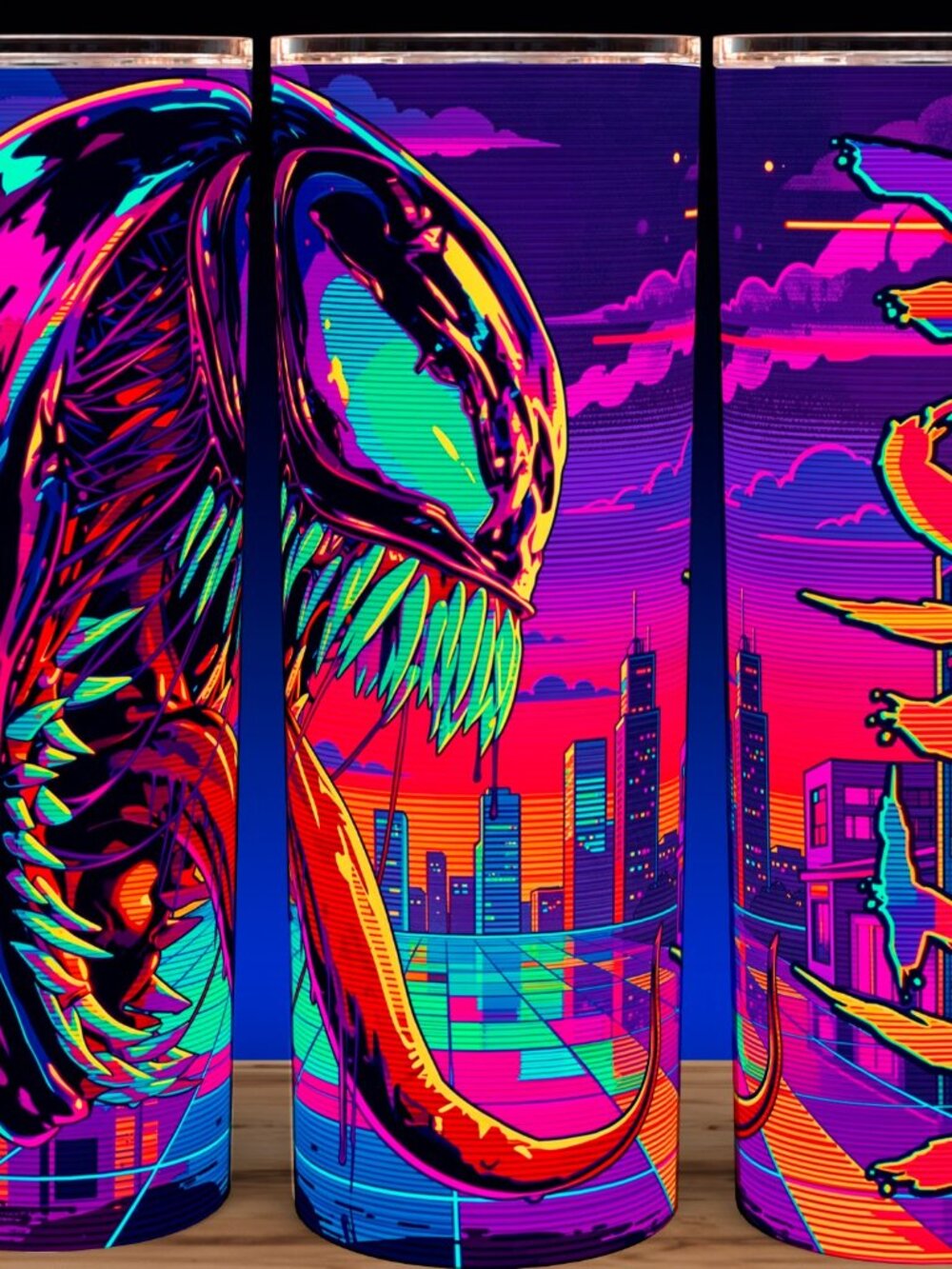 Venom Super Villain from Spiderman Synthwave  Cup Mug Tumbler 20oz